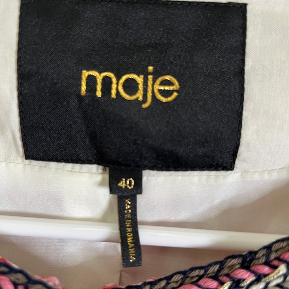 Maje Women's Venetia Two-Tone Tweed Jacket Pink Sz 40 Preppy Old Money - Picture 6 of 11